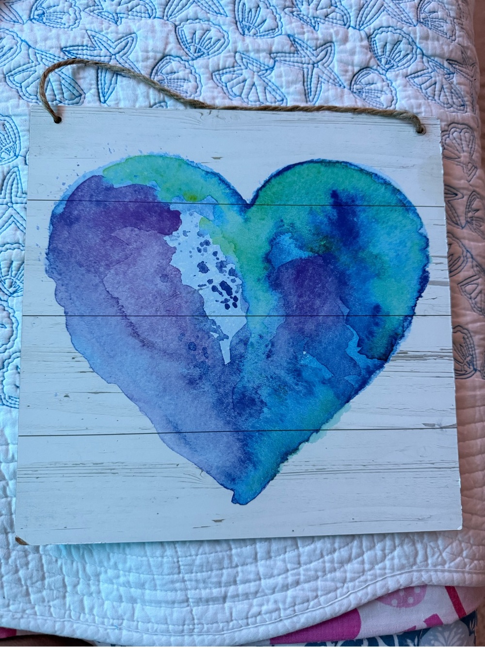 Heart Watercolor Wall Plaque in Pink and Orange - Unbranded Set - Picture 4 of 5